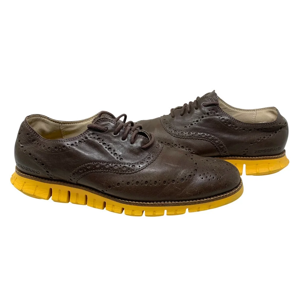 Cole Haan Zerogrand Brown Leather Wingtip Brogue Oxfords Sz 9.5 Shoes C31168